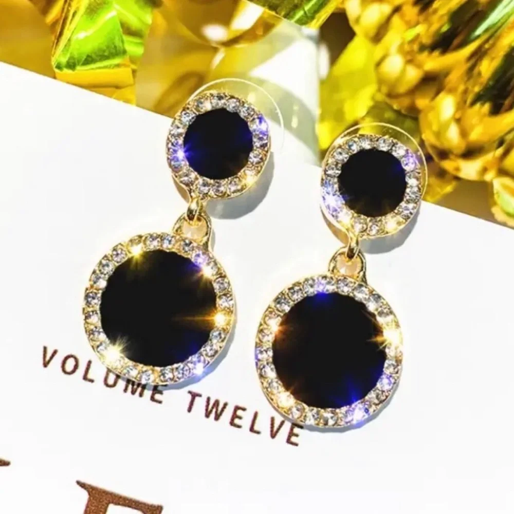 Gold Filled Black Cubic Zirconia Earrings